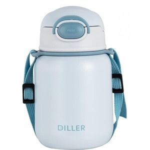 Insulated Water Bottle with Straw, 14 oz Travel Coffee Mug w/ Straps HOT & COLD